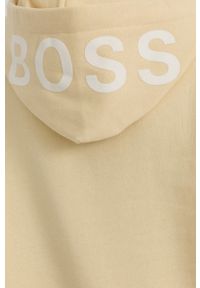 BOSS - Boss Bluza damska z kapturem gładka. Typ kołnierza: kaptur. Kolor: żółty. Wzór: gładki #5