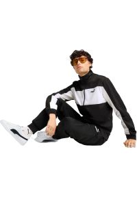 Dres Puma Poly Colorblock Suit, Mężczyźni. Kolor: czarny. Materiał: dresówka. Sport: fitness