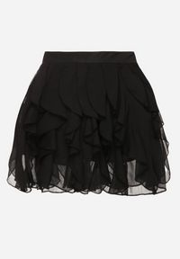 Born2be - Czarne Spódnico-Szorty z Falbankami Vikavira. Okazja: na co dzień, na spotkanie biznesowe. Kolor: czarny. Styl: biznesowy, elegancki, casual