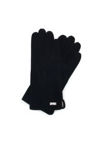 Wittchen - Damskie rękawiczki welurowe. Kolor: czarny. Materiał: welur, skóra. Wzór: aplikacja. Styl: elegancki, klasyczny