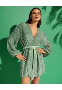 RETROFETE - Zielona sukienka z cekinami Gabrielle. Kolor: zielony. Materiał: materiał. Wzór: aplikacja. Długość: mini
