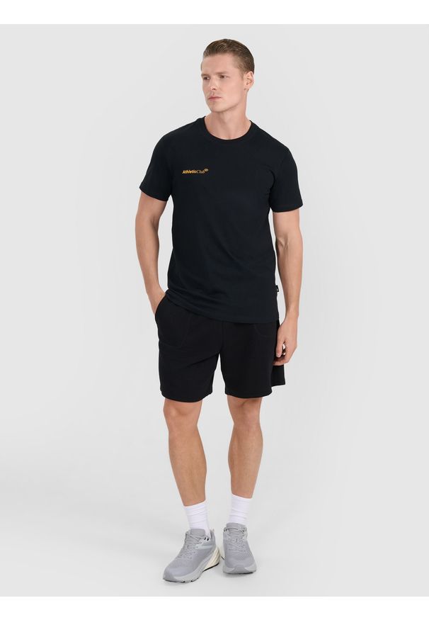 4f - 4F T-shirt regular z nadrukiem męski - czarny XL. Okazja: na co dzień. Kolor: czarny. Materiał: jersey, bawełna, materiał. Długość rękawa: krótki rękaw. Długość: krótkie. Wzór: nadruk. Styl: casual, klasyczny, sportowy