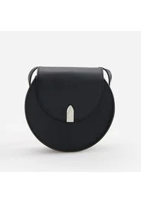 Reserved - Okrągła torebka z klapką - Czarny. Kolor: czarny #1