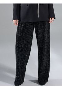 Sinsay - Spodnie wide leg z cyrkoniami - czarny. Kolor: czarny #1