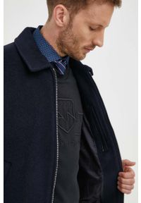 TOMMY HILFIGER - Tommy Hilfiger kurtka wełniana kolor granatowy przejściowa. Kolor: niebieski. Materiał: wełna #3