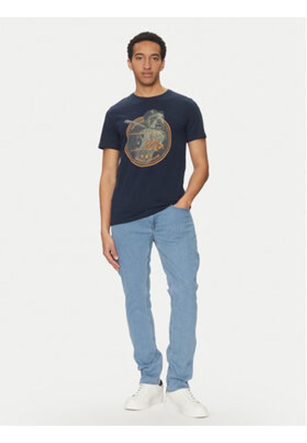 Blend T-Shirt 20717764 Granatowy Regular Fit. Kolor: niebieski. Materiał: bawełna