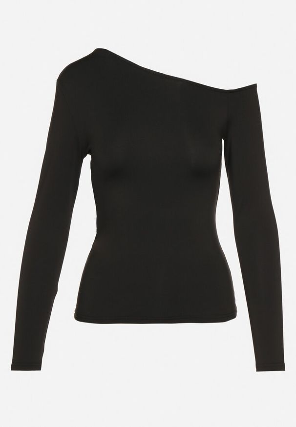 Born2be - Czarna Asymetryczna Bluzka z Wiskozą Tatireth. Okazja: na co dzień. Kolor: czarny. Materiał: wiskoza. Styl: elegancki, casual