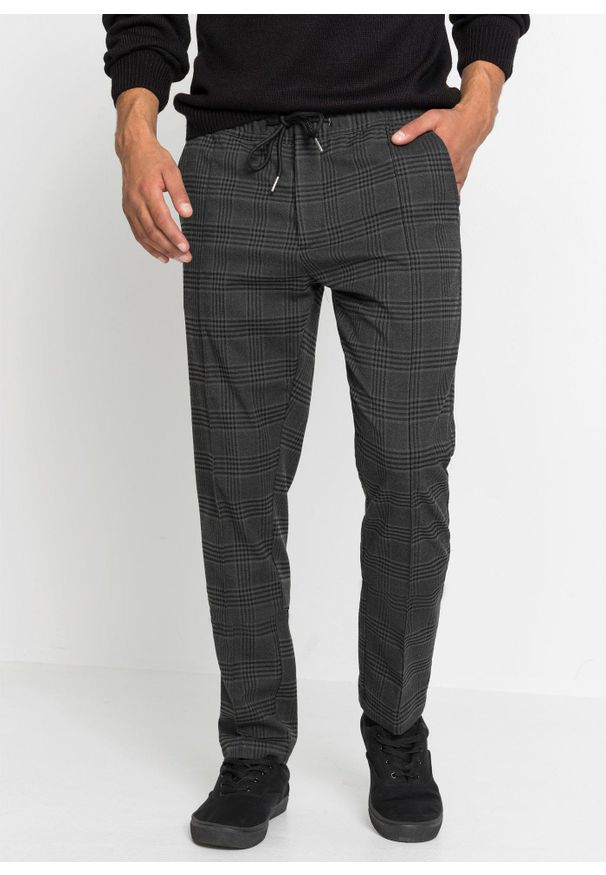 bonprix - Spodnie z wygodnym pasem w talii, regular fit. Kolor: szary