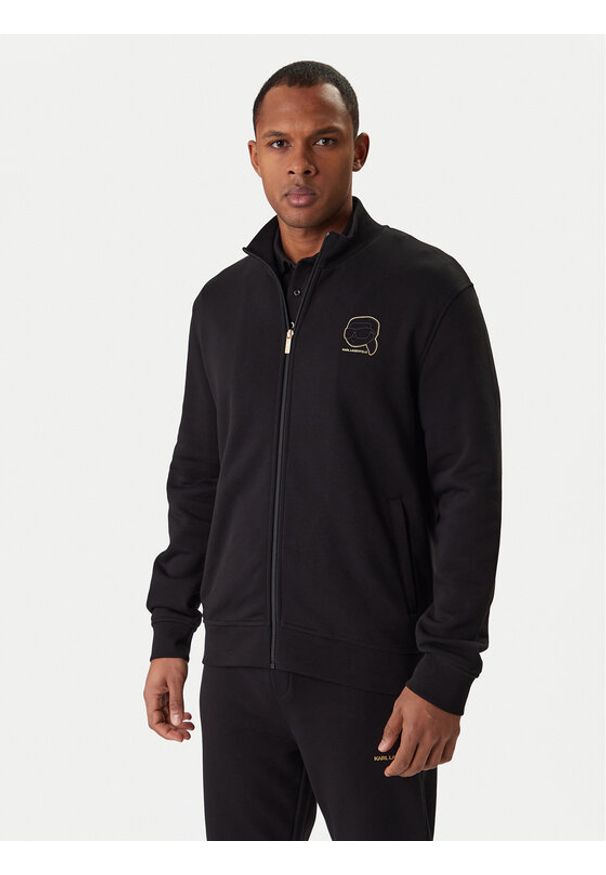 Karl Lagerfeld - KARL LAGERFELD Bluza 705004 561910 Czarny Regular Fit. Typ kołnierza: dekolt w karo. Kolor: czarny. Materiał: bawełna