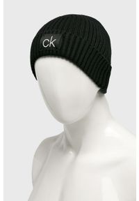 Calvin Klein - Czapka + szalik. Kolor: czarny. Materiał: bawełna, kaszmir, dzianina. Wzór: gładki #3