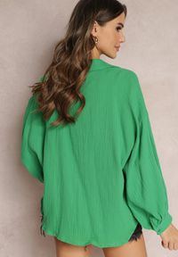 Renee - Zielona Bawełniana Koszula z Linii Oversize Karerria. Kolor: zielony. Materiał: bawełna #7
