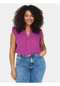ONLY Carmakoma Top 15284993 Fioletowy Regular Fit. Kolor: fioletowy. Materiał: syntetyk