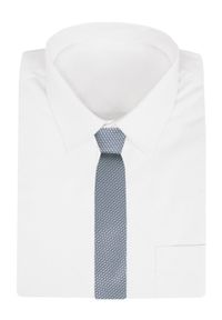 Męski Krawat - Chattier - Kolor Srebrny z Drobnym Wzorem. Kolor: srebrny. Materiał: tkanina. Styl: elegancki, klasyczny, wizytowy #2
