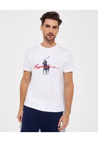 Ralph Lauren - RALPH LAUREN - Biały t-shirt Big Pony Custom Fit. Typ kołnierza: polo. Kolor: biały. Materiał: bawełna. Wzór: nadruk