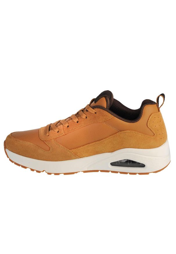 skechers - Skechers Uno Stacre, Brązowy. Zapięcie: sznurówki. Kolor: biały, wielokolorowy, brązowy. Materiał: zamsz, materiał. Szerokość cholewki: normalna. Sport: turystyka piesza