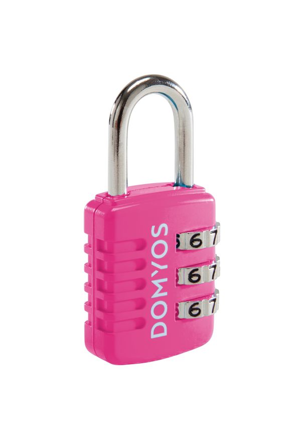 Decathlon - Kłódka z szyfrem. Kolor: różowy. Materiał: materiał. Wzór: kolorowy. Sport: fitness