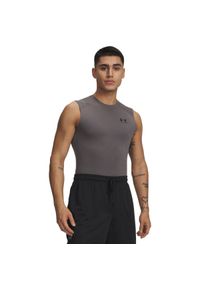 Under Armour - Top męski treningowy UNDER ARMOUR UA HG ARMOUR COMP SL. Kolor: szary. Materiał: materiał, tkanina. Długość rękawa: raglanowy rękaw #1