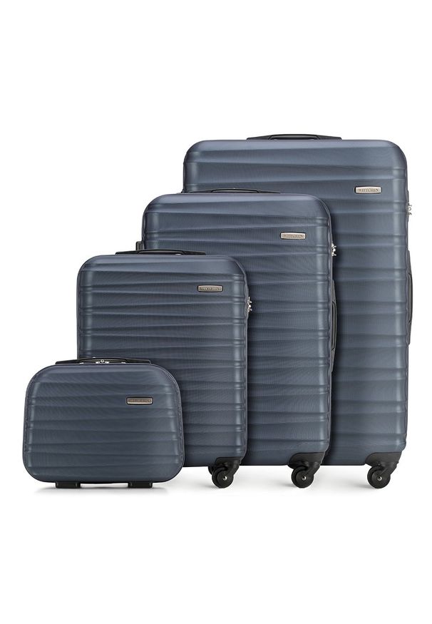 Wittchen - Komplet walizek z ABS-u z żebrowaniem. Kolor: niebieski. Materiał: guma. Styl: elegancki