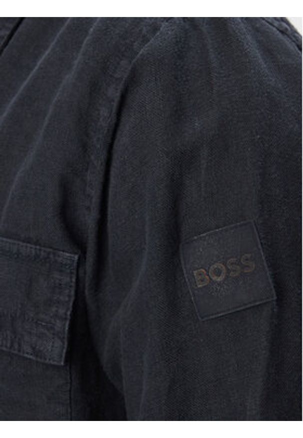 BOSS Koszula Locky 50558928 Granatowy Regular Fit. Kolor: niebieski. Materiał: len