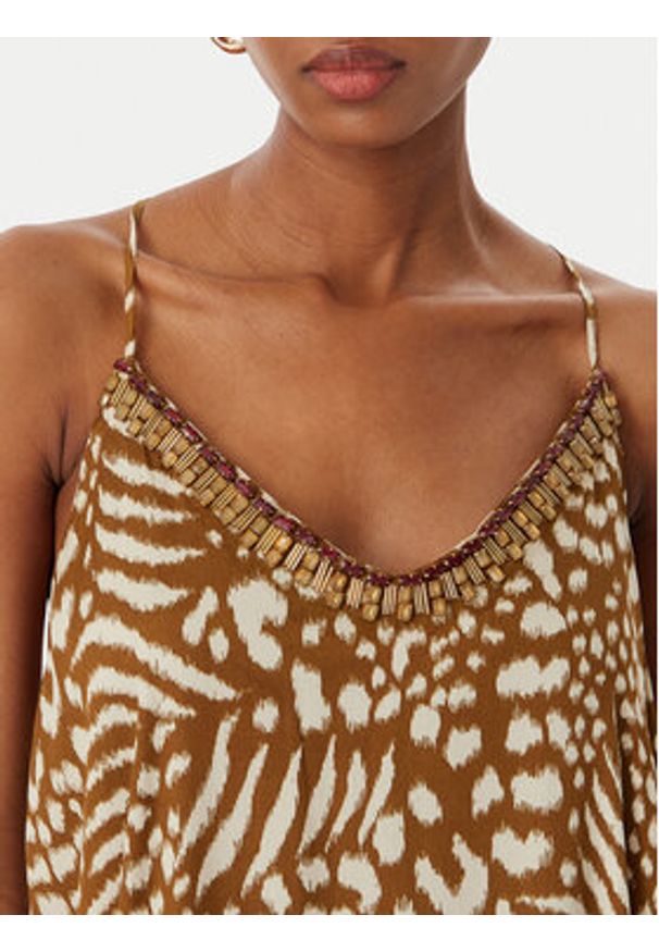 LOLA CASADEMUNT Sukienka letnia LS2616019 Brązowy Regular Fit. Kolor: brązowy. Sezon: lato