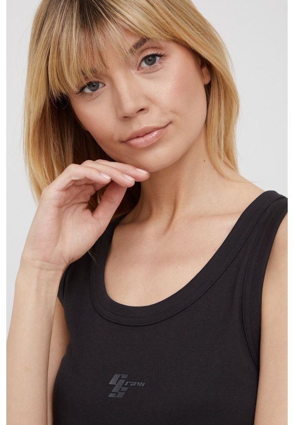 G-Star RAW - G-Star Raw kombinezon bawełniany kolor czarny bawełniany z dekoltem okrągłym. Okazja: na co dzień. Kolor: czarny. Materiał: bawełna. Wzór: gładki. Styl: casual