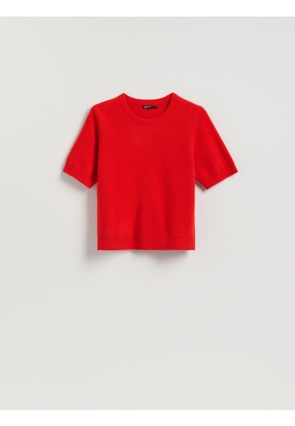 Reserved - Wełniany sweter - czerwony. Kolor: czerwony. Materiał: wełna