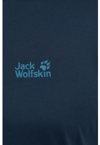 Jack Wolfskin t-shirt sportowy Tech kolor granatowy gładki. Kolor: niebieski. Materiał: włókno, materiał. Wzór: gładki. Styl: sportowy #3