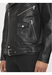 Calvin Klein Jeans Kurtka skórzana J30J325600 Czarny Regular Fit. Kolor: czarny. Materiał: skóra