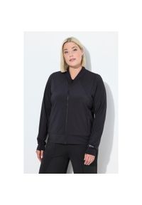 ULLA POPKEN - Damskie Bluza dresowa funkcyjna stójka otwór na kciuk z recyklingu. Typ kołnierza: kołnierzyk stójkowy. Kolekcja: plus size. Kolor: czarny. Materiał: poliester, materiał #1