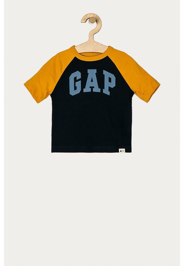 GAP - T-shirt dziecięcy 74-110 cm. Okazja: na co dzień. Kolor: niebieski. Materiał: materiał, dzianina. Długość rękawa: raglanowy rękaw. Wzór: nadruk. Styl: casual