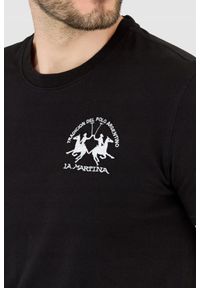 La Martina - LA MARTINA Czarny męski t-shirt Regular Fit. Kolor: czarny