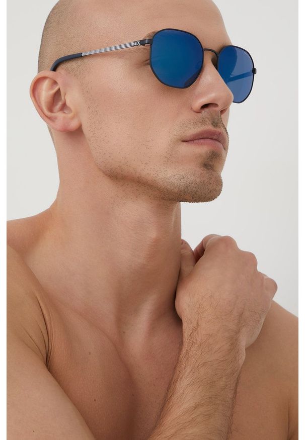 Armani Exchange Okulary przeciwsłoneczne 0AX2036S.609955 męskie kolor granatowy. Kolor: niebieski