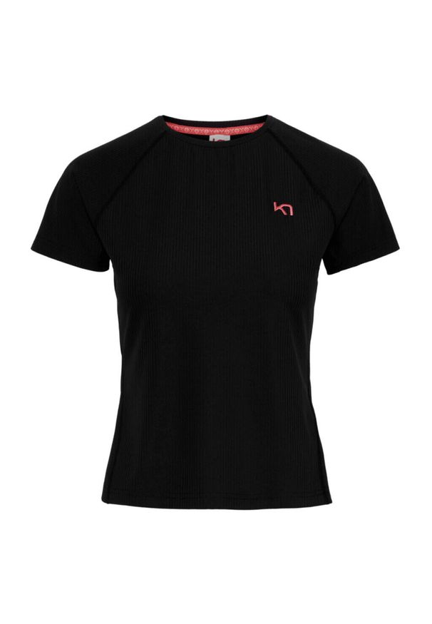 KARI TRAA - Koszulka Kari Traa Linnea. Typ kołnierza: dekolt w karo. Kolor: czarny. Materiał: elastan. Sport: fitness