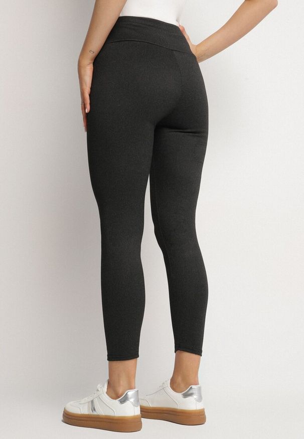Born2be - Czarne Legginsy z Wysokim Stanem i Aplikacją Sevilena. Stan: podwyższony. Kolor: czarny. Wzór: aplikacja. Styl: sportowy, wizytowy, klasyczny, elegancki