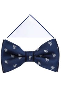 Modini - Granatowa mucha w ptaszki A306. Kolor: niebieski. Materiał: bawełna, poliester, tkanina. Styl: elegancki #1