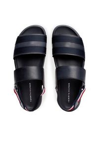 TOMMY HILFIGER - Tommy Hilfiger Sandały Elevated Hilfiger Strappy Sandal FM0FM05008 Granatowy. Kolor: niebieski. Materiał: skóra