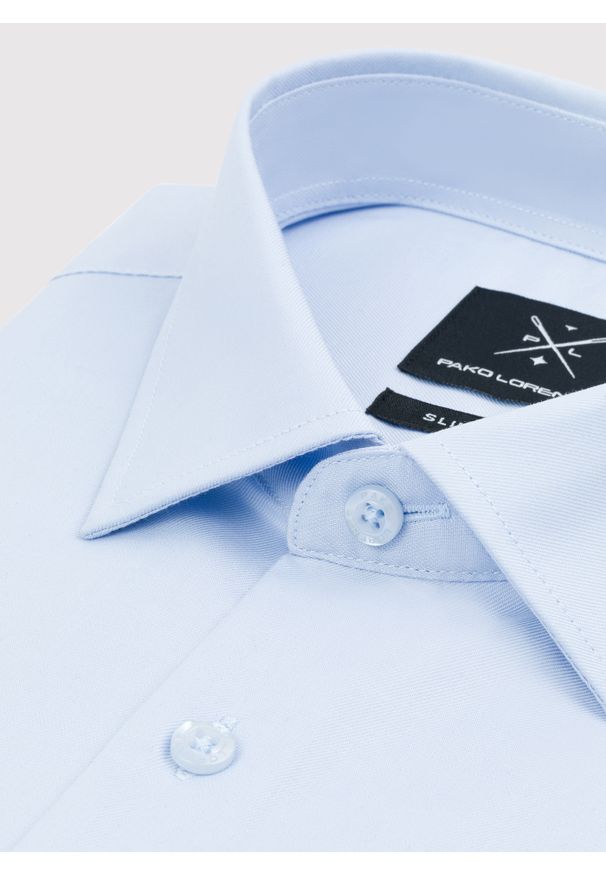 Pako Lorente - PAKO LORENTE – Niebieska koszula męska z krótkim rękawem. Kolor: niebieski. Długość rękawa: krótki rękaw. Długość: krótkie. Wzór: gładki