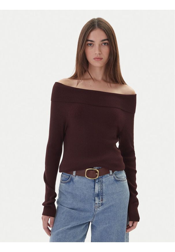 Kontatto Sweter 3M0813C Brązowy Regular Fit. Kolor: brązowy. Materiał: syntetyk