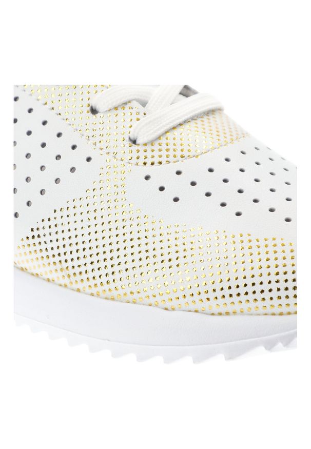 Biało-Złote Sneakersy Artiker Stylowe Obuwie Damskie. Okazja: na co dzień. Zapięcie: sznurówki. Kolor: biały. Materiał: materiał. Szerokość cholewki: normalna