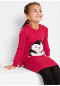 bonprix - Sukienka dzianinowa z torebką (komplet 2-cz.). Kolekcja: plus size. Kolor: czerwony. Materiał: dzianina. Styl: wizytowy #3