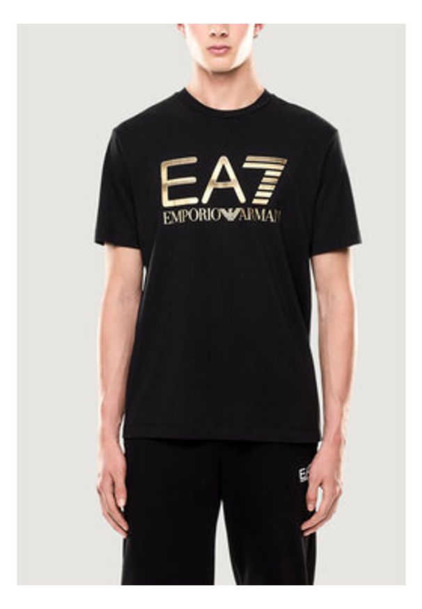 EA7 Emporio Armani T-Shirt 7M001412 AF22264 MC004 Czarny Regular Fit. Kolor: czarny. Materiał: bawełna