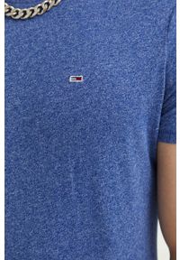 Tommy Jeans t-shirt męski kolor niebieski melanżowy. Kolor: niebieski. Materiał: bawełna, dzianina. Wzór: melanż. Styl: klasyczny #2