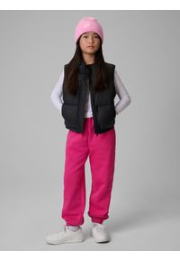 4f - 4F Bezrękawnik z wypełnieniem syntetycznym dziewczęcy - czarny 122 (6-7 lat). Okazja: na spacer, na co dzień, na uczelnię. Typ kołnierza: kołnierzyk stójkowy. Kolor: czarny. Materiał: syntetyk. Długość rękawa: bez rękawów. Sezon: lato. Styl: casual #2