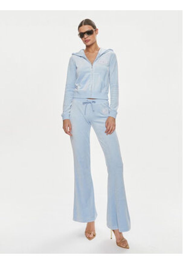Juicy Couture Spodnie dresowe Heritage Dog JCBBJ223814 Błękitny Slim Fit. Kolor: niebieski. Materiał: welur