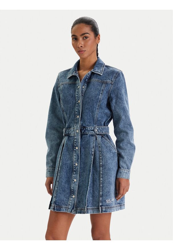 Karl Lagerfeld Jeans Sukienka jeansowa B1W13036 Niebieski Regular Fit. Kolor: niebieski. Materiał: bawełna