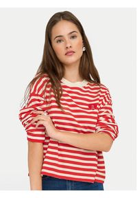 only - ONLY Bluzka Livina 15359682 Czerwony Regular Fit. Kolor: czerwony. Materiał: bawełna