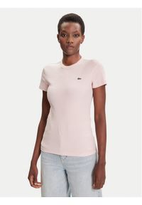 Lacoste T-Shirt TF5538 Różowy Slim Fit. Kolor: różowy. Materiał: bawełna
