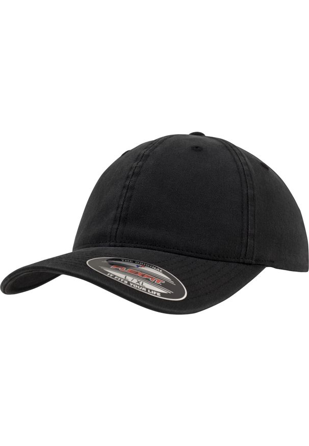 FLEXFIT - Bawełniana Czapka Baseballowa Tata. Kolor: czarny. Materiał: bawełna