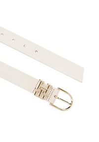 TOMMY HILFIGER - Tommy Hilfiger Pasek Damski Th Lux 3.0 AW0AW14943 Biały. Kolor: biały. Materiał: skóra #3