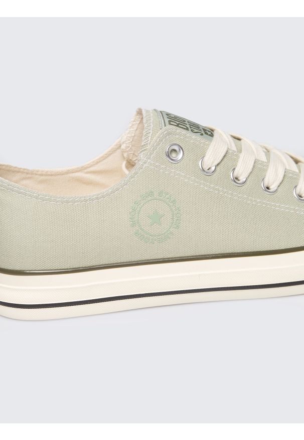 Big-Star - Trampki męskie niskie pistacjowe RR174615 300. Kolor: zielony. Materiał: materiał, jeans. Styl: elegancki